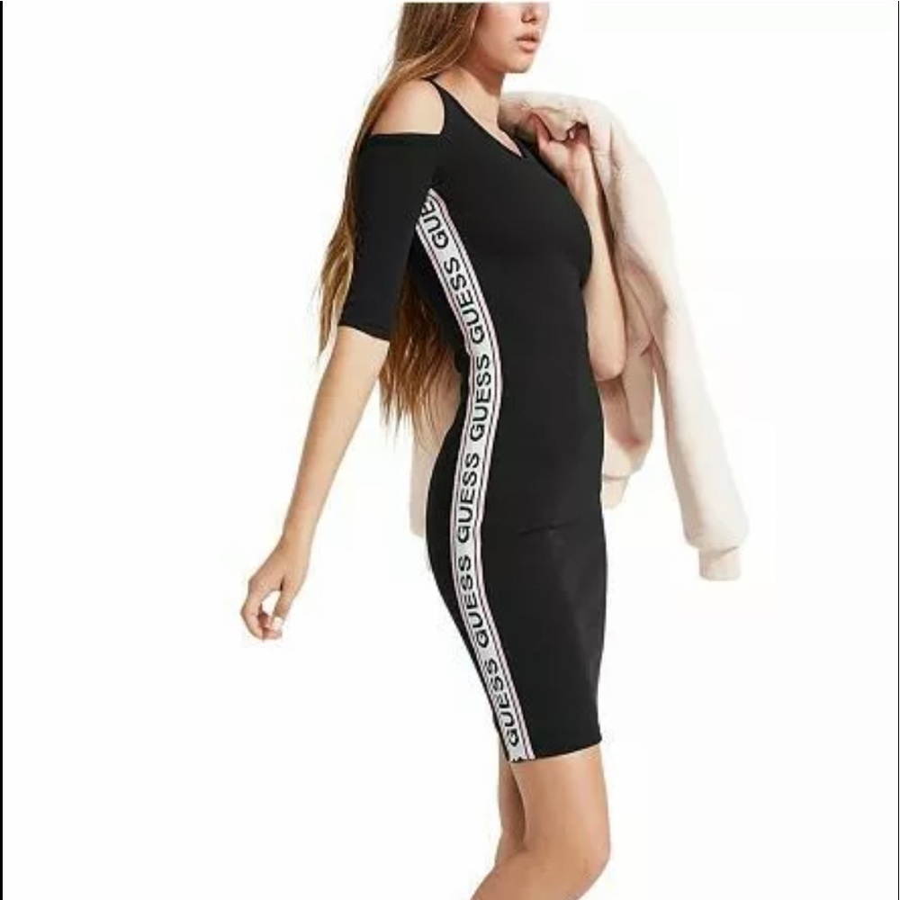 NWT ALMA LOGO TAPE COLD-SHOULDER DRESS XS